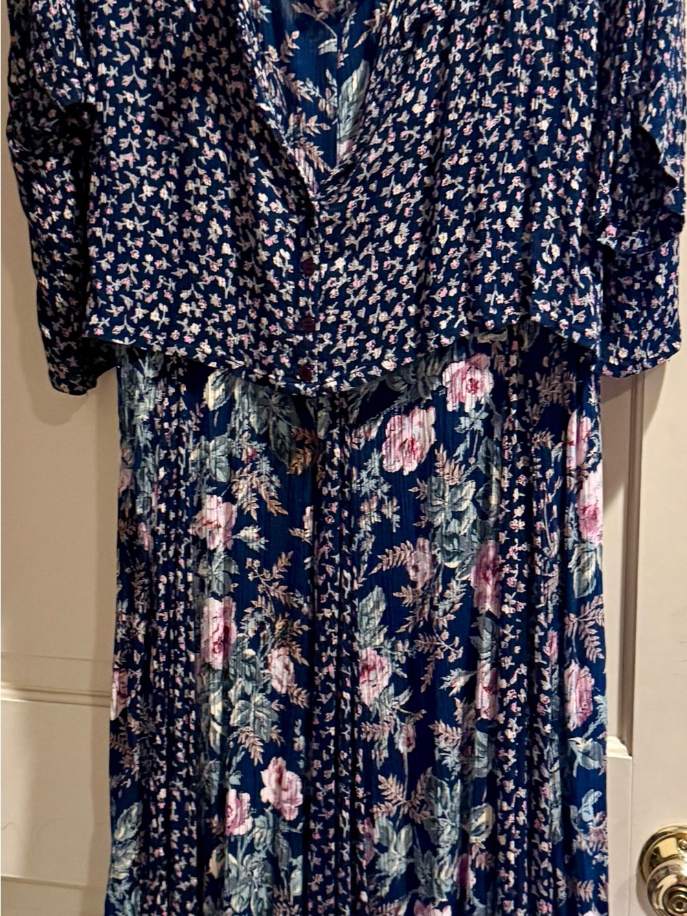 American Angel Navy Floral Dress with Pink and Light Green Accents